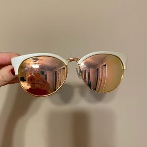 White Sunglasses Cat-eye Mirror Rose Gold
